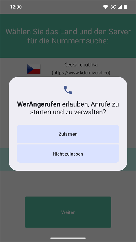 Anfrage nach Steuerung von Telefonanrufen
