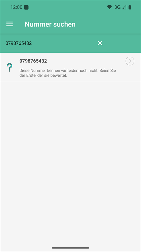 Telefonnummer nicht gefunden
