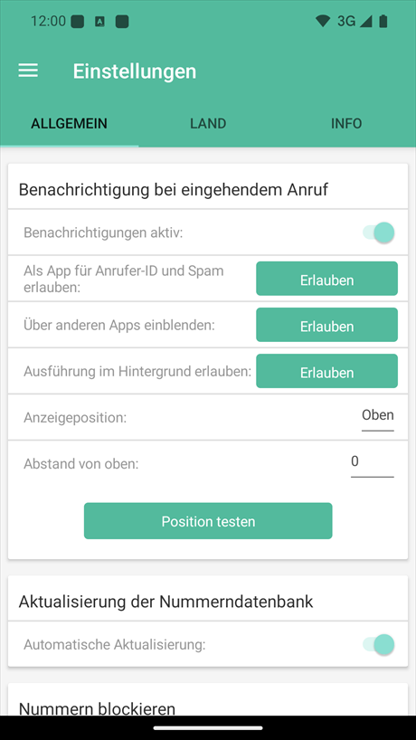 Einstellung der Berechtigungen