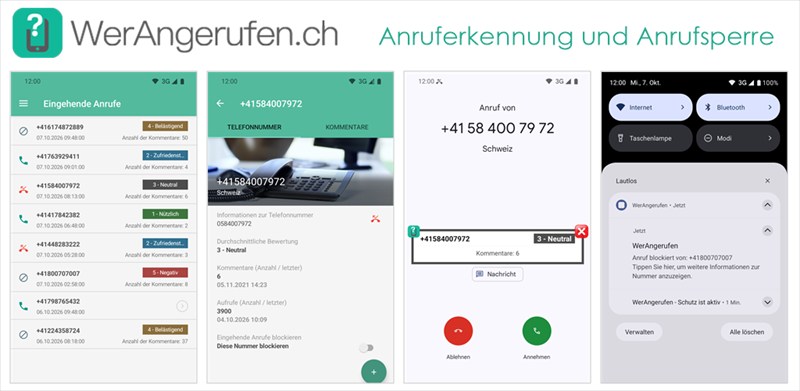 Mobile App WerAngerufen – Anruferkennung und Anrufsperre